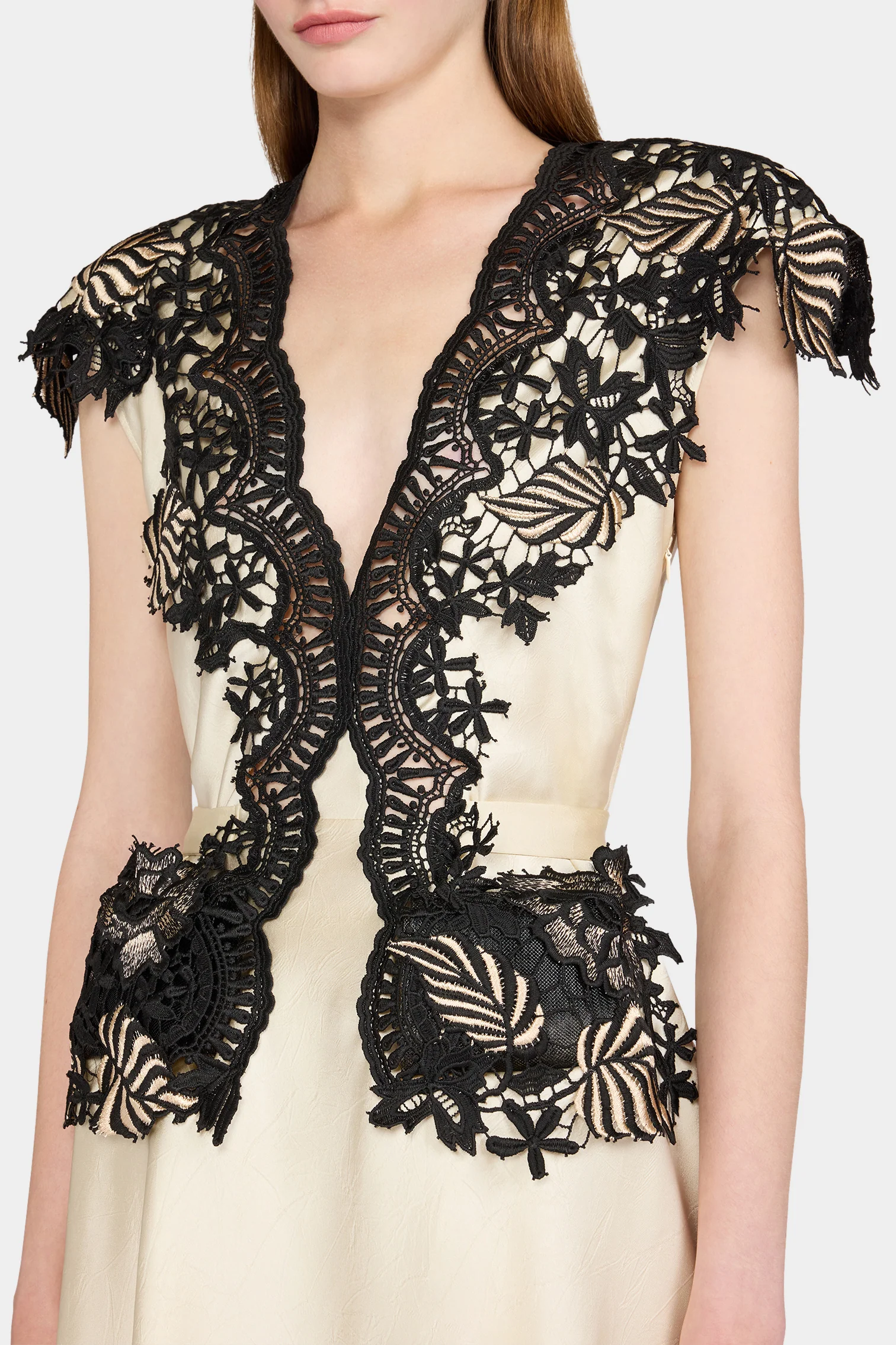 Ecru Lace-Trim Long Dress - Image 4