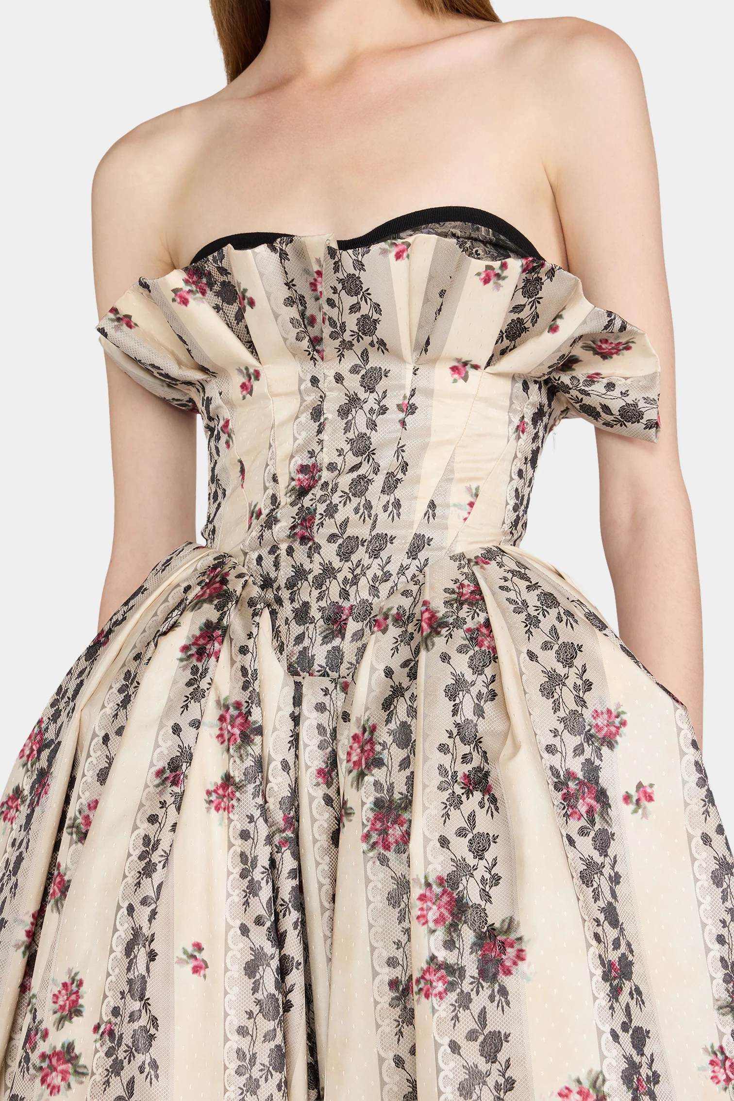 Floral Jacquard Bustier Dress - Image 4