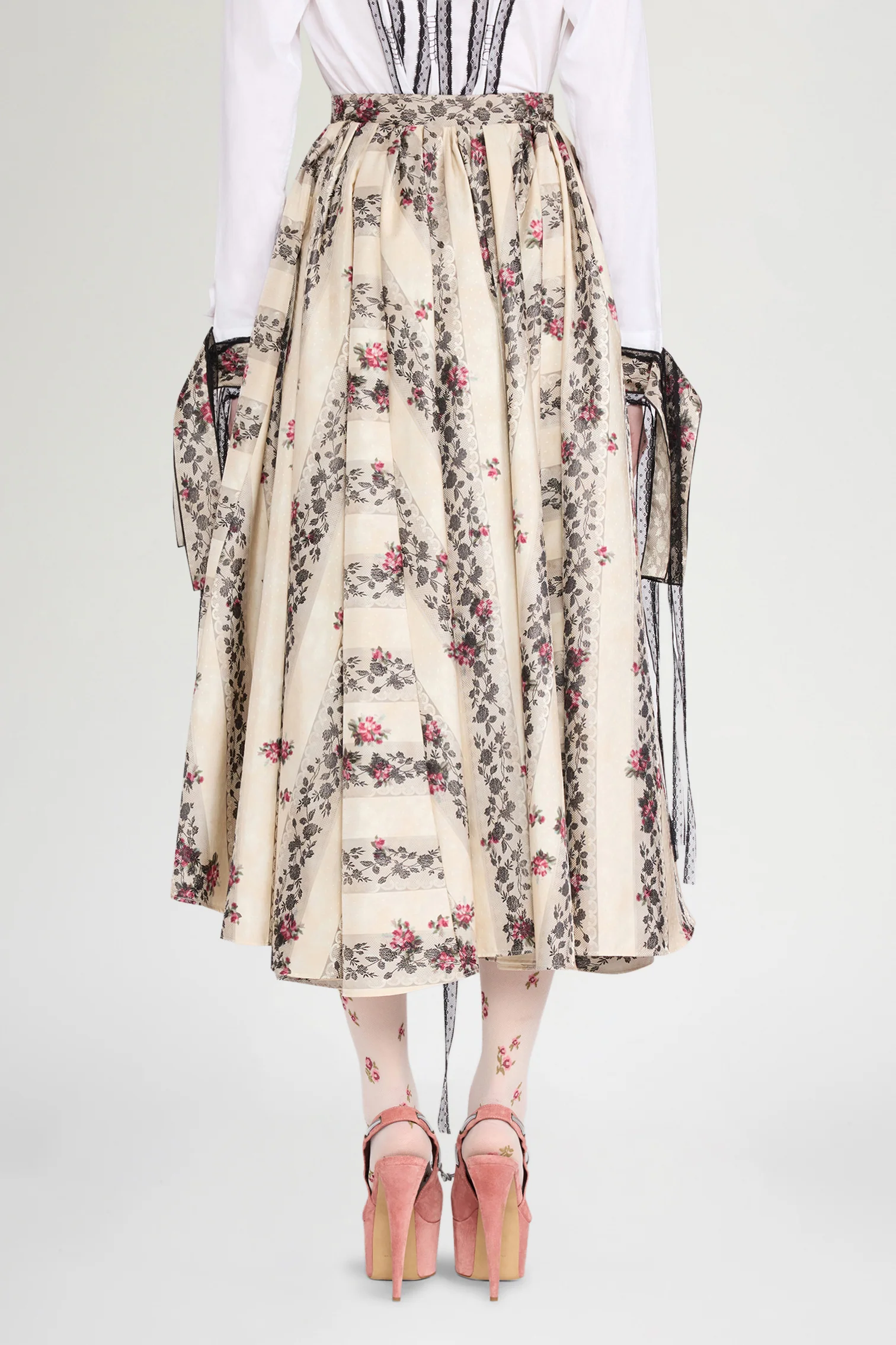 Floral Moiré Jacquard Full Skirt - Image 2