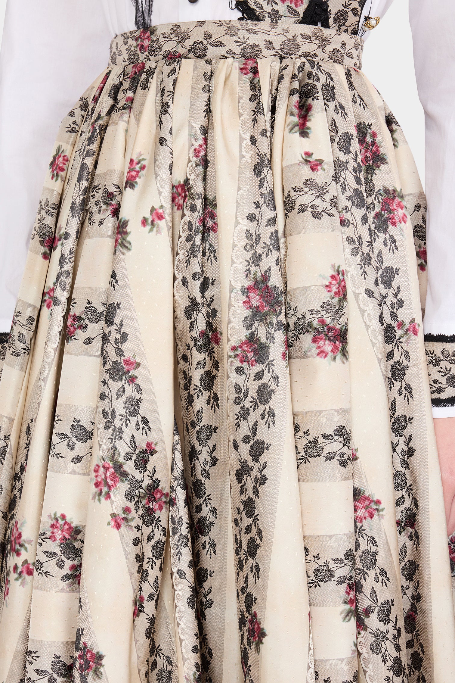 Floral Moiré Jacquard Full Skirt - Image 3