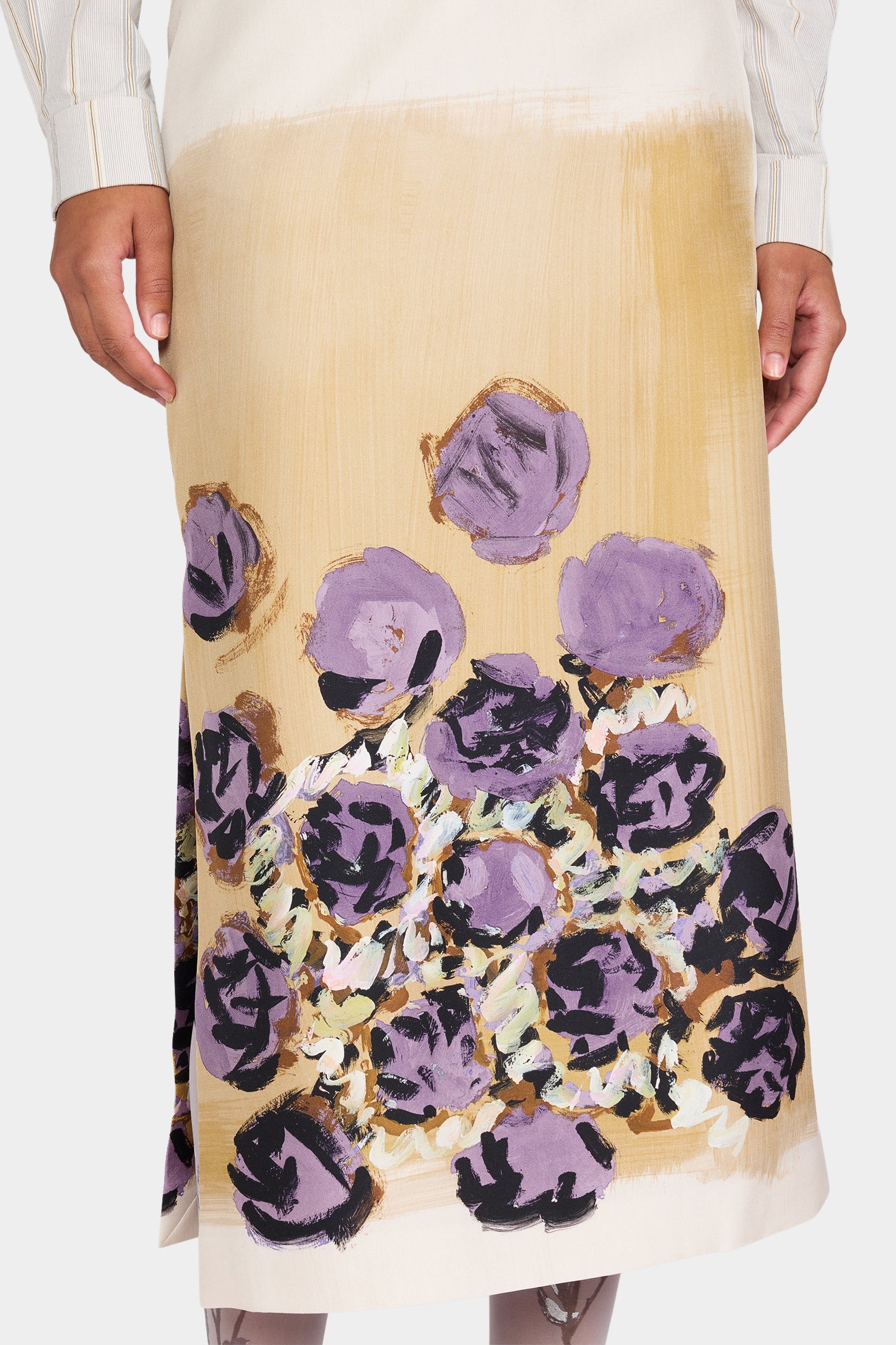 Floral Silk Pencil Skirt - Image 4