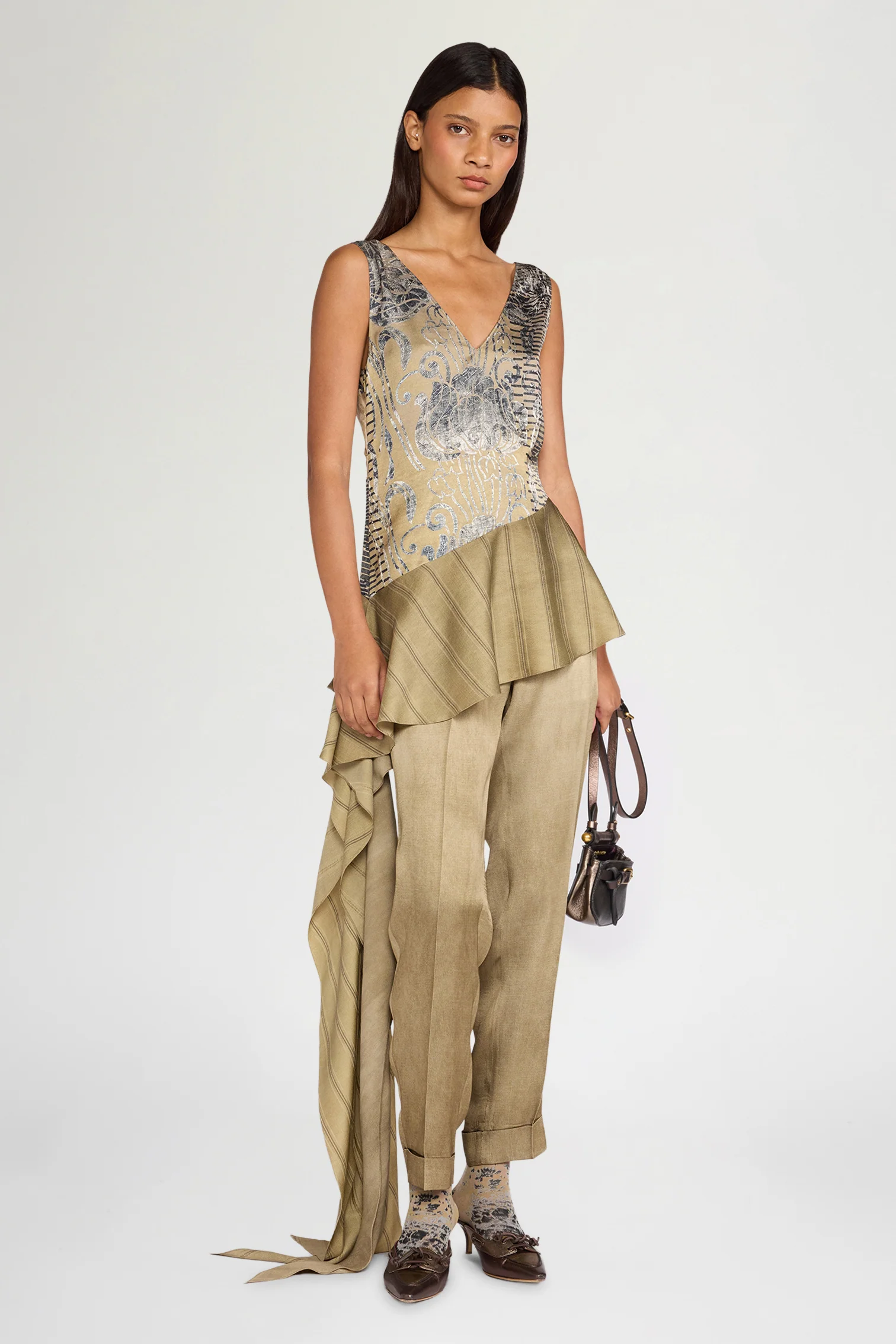 Gold Asymmetric Ruffled Top - Image 2