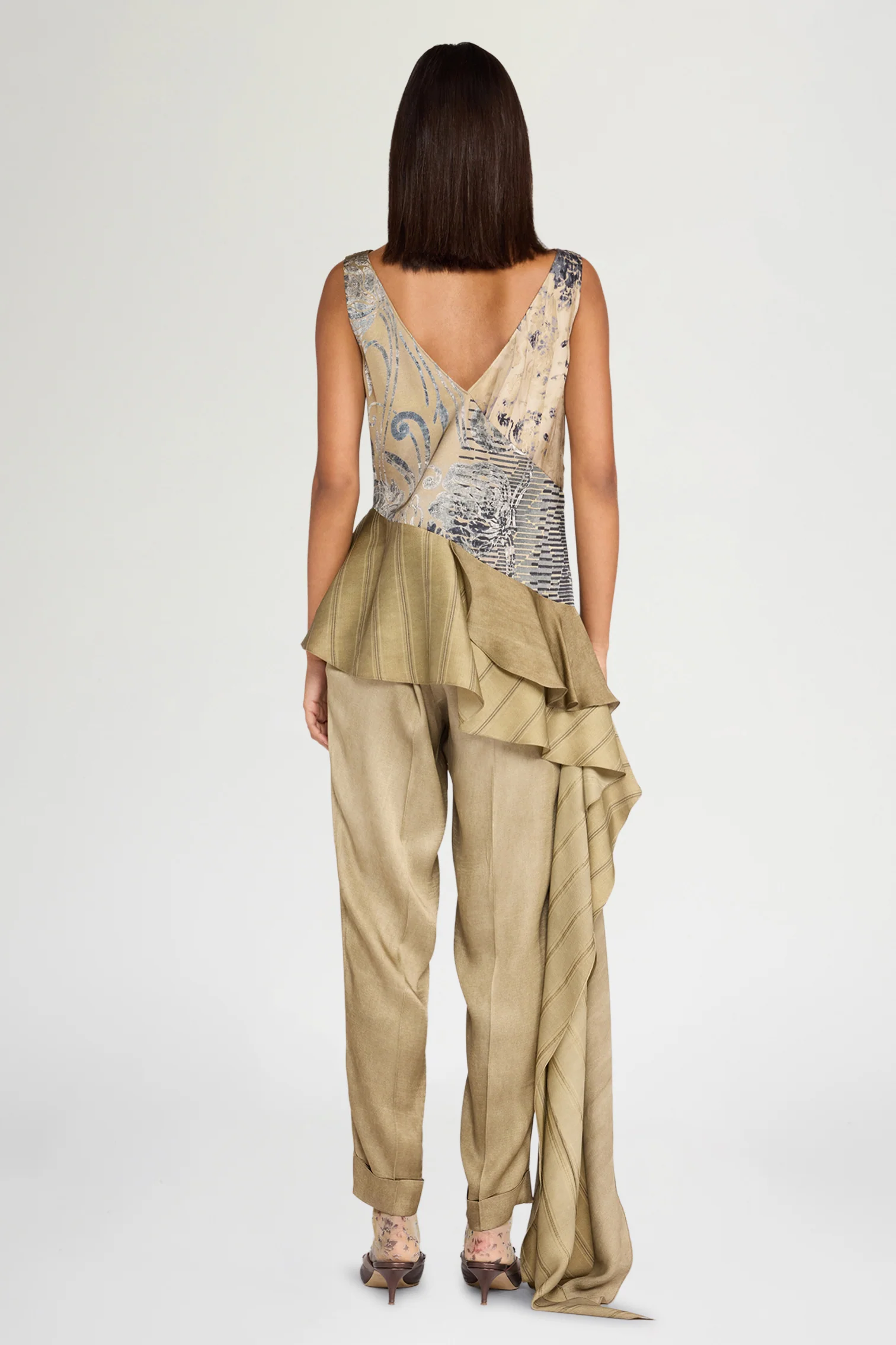 Gold Asymmetric Ruffled Top - Image 3