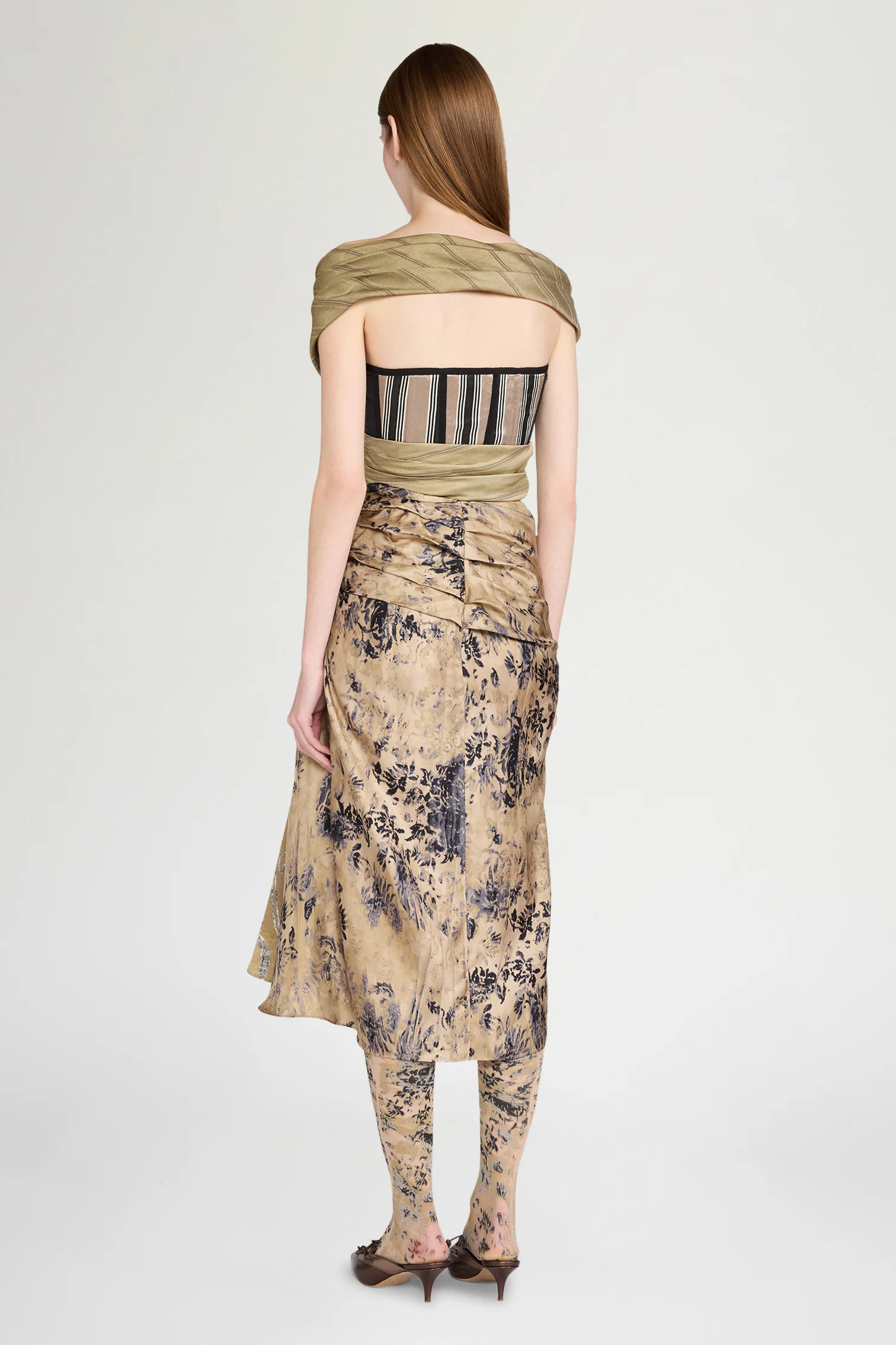 Gold Shawl Bustier Dress - Image 3