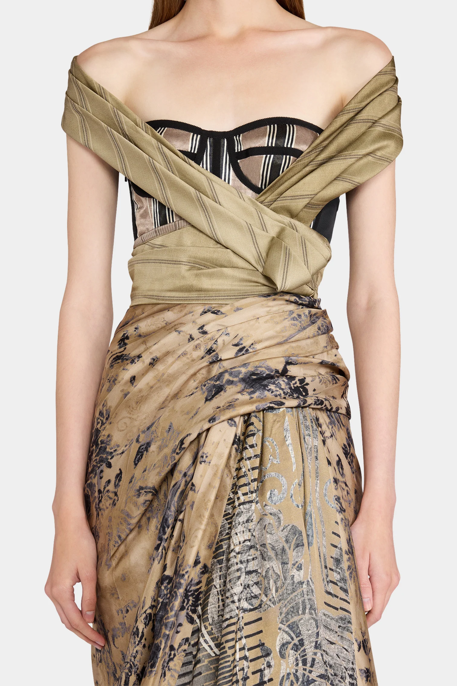 Gold Shawl Bustier Dress - Image 4