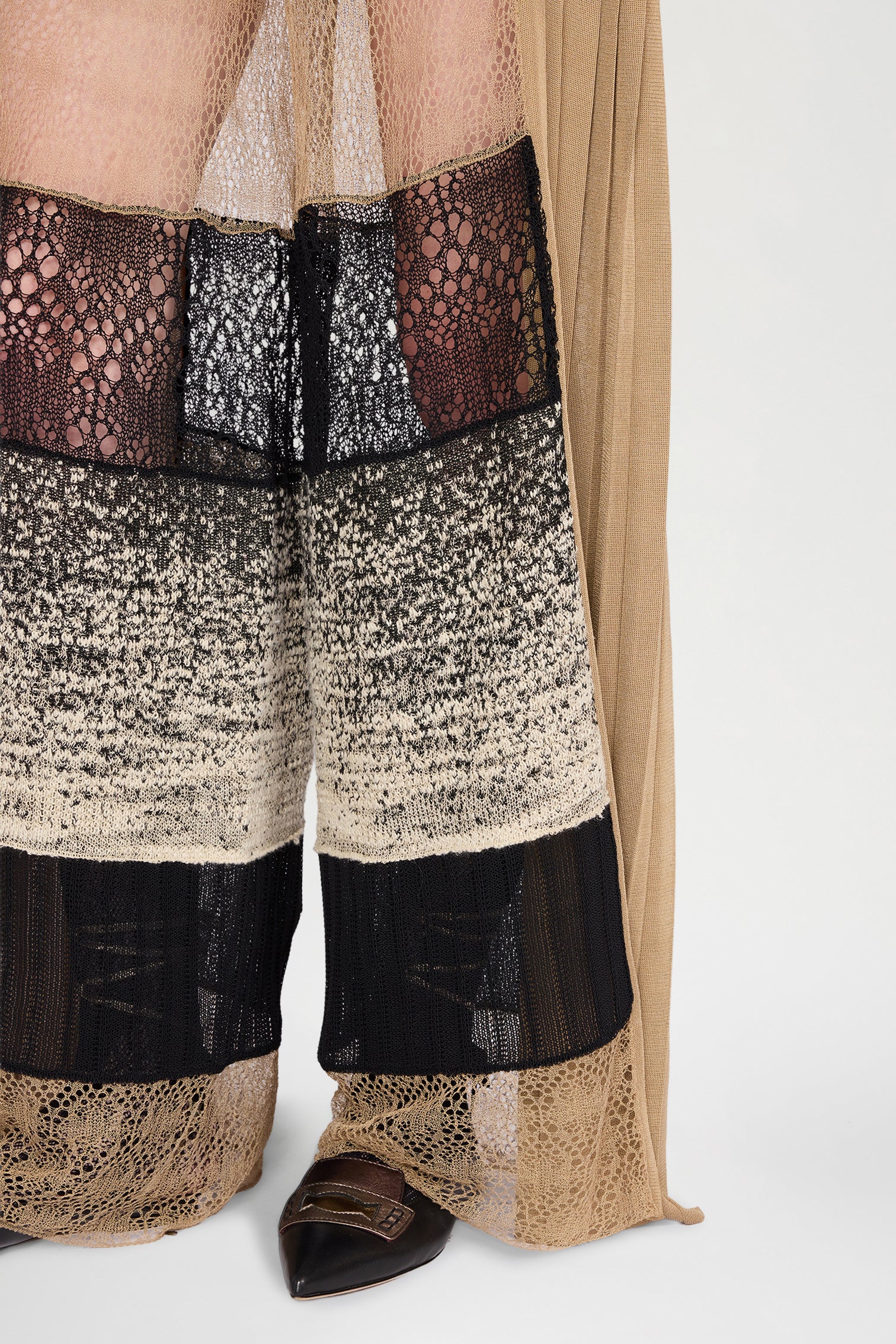 Knit Pants with Beige and Black Patchwork - Image 4