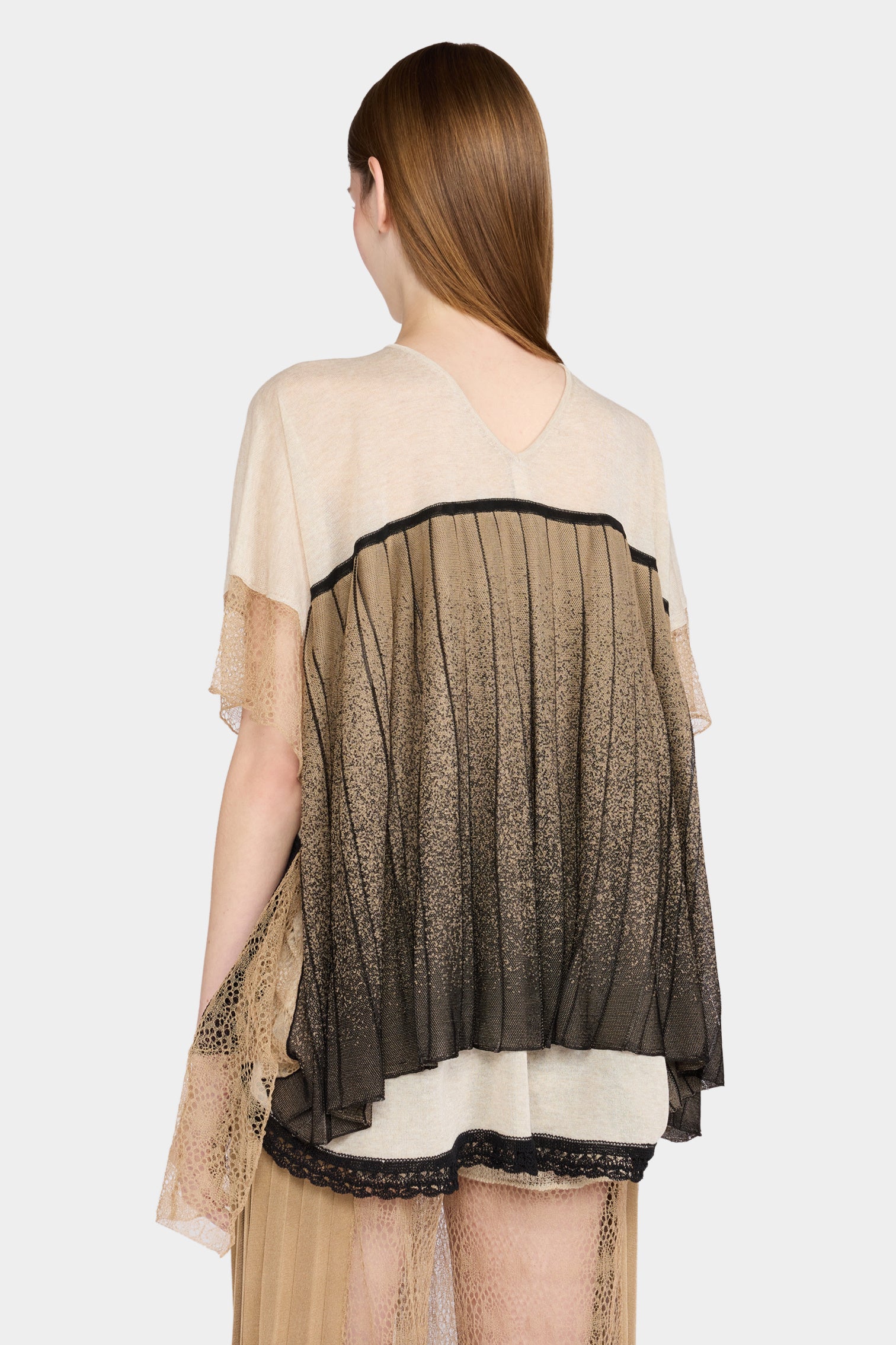 Knit Top with Beige and Black Patchwork - Image 3