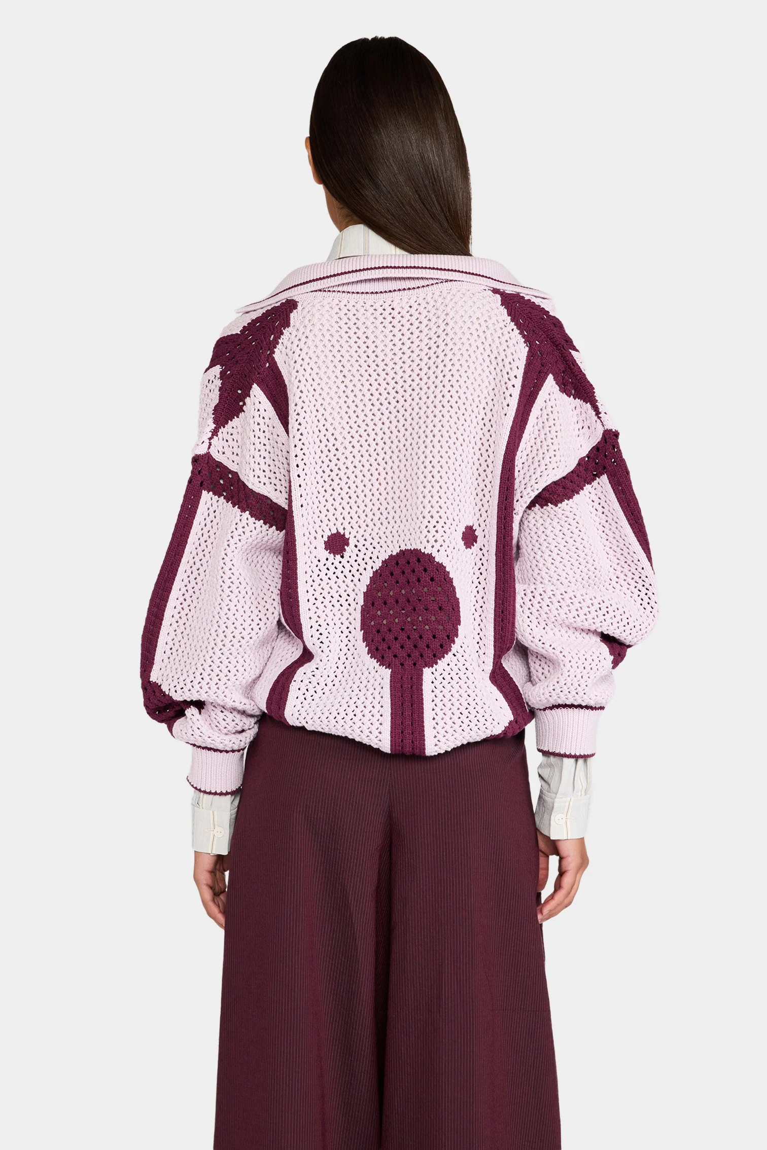 Lilac Burgundy Knit Polo - Image 3