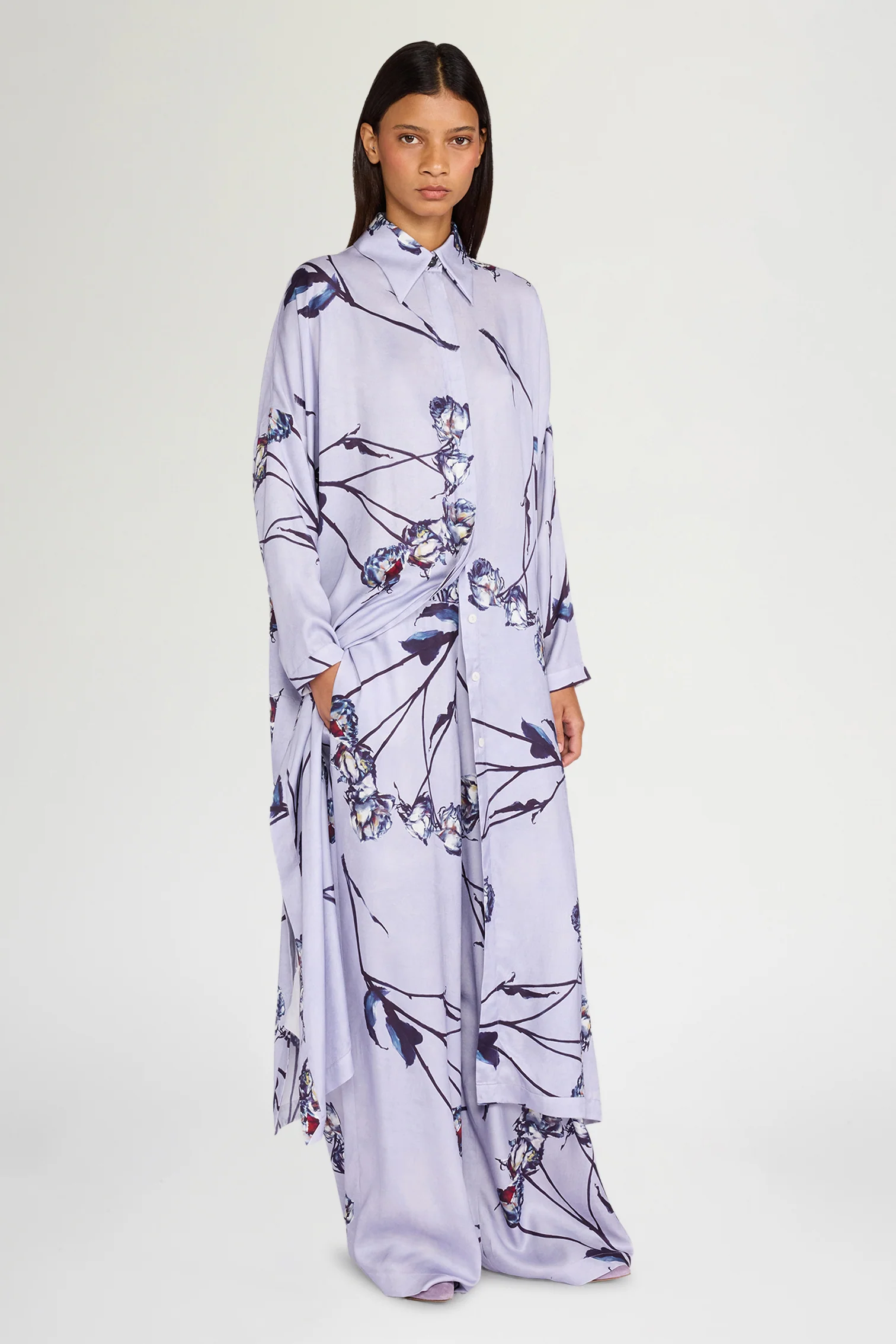 Lilac Painted Rose Palazzo Pants - Image 2