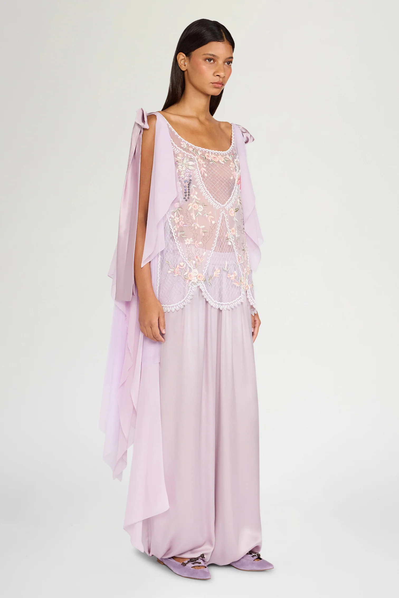 Lilac Silk Satin Joggers - Image 2