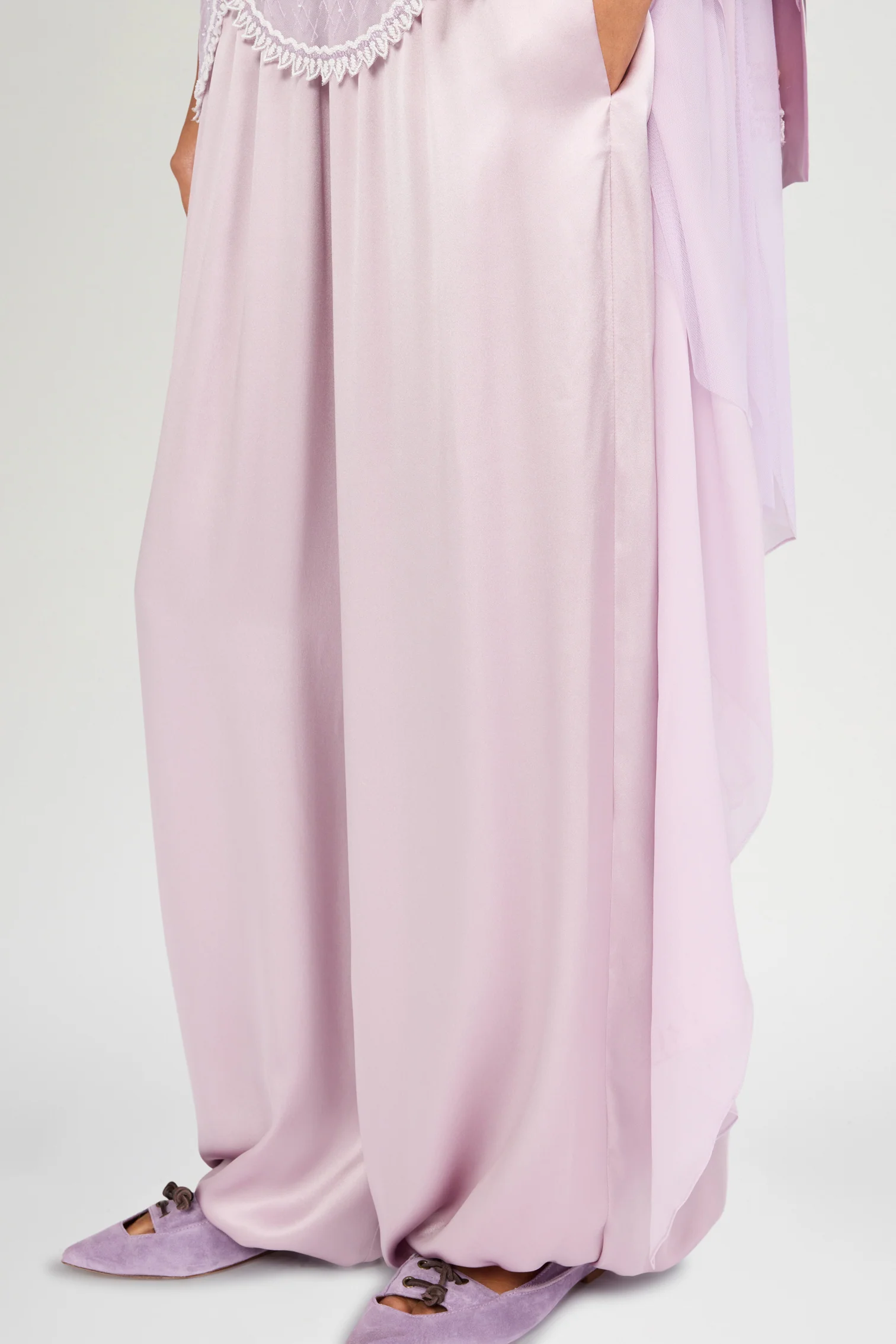 Lilac Silk Satin Joggers - Image 4
