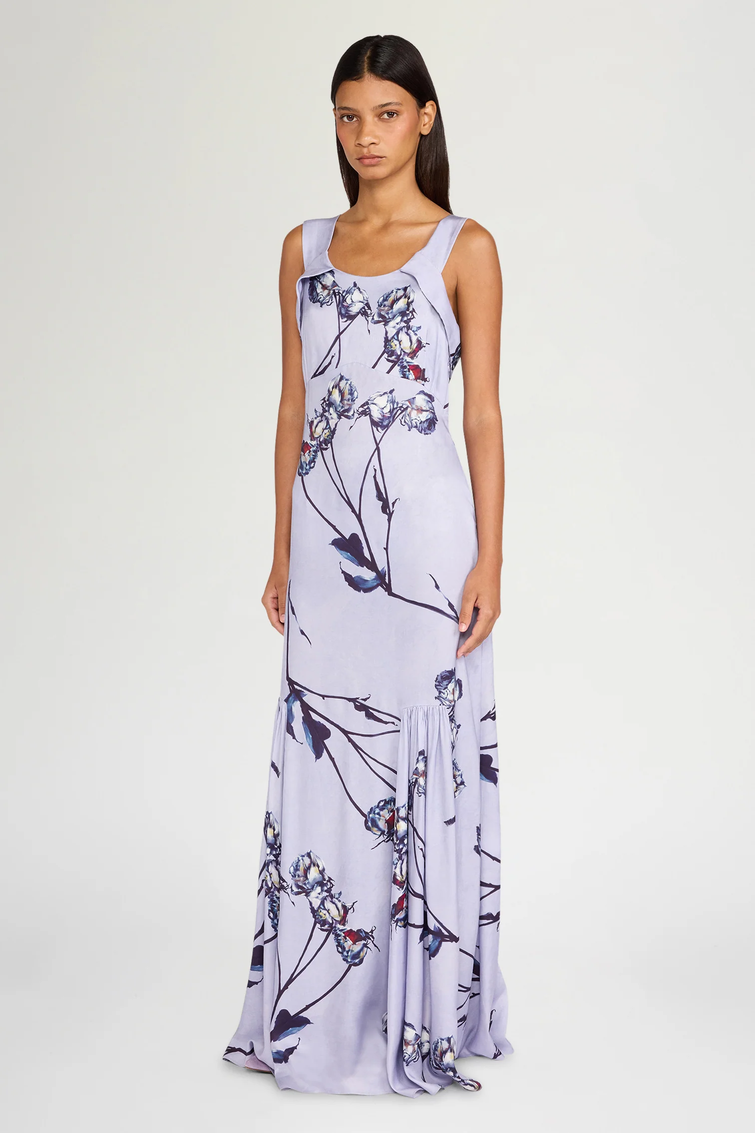 Long Painted Rose Print Dress - Image 2