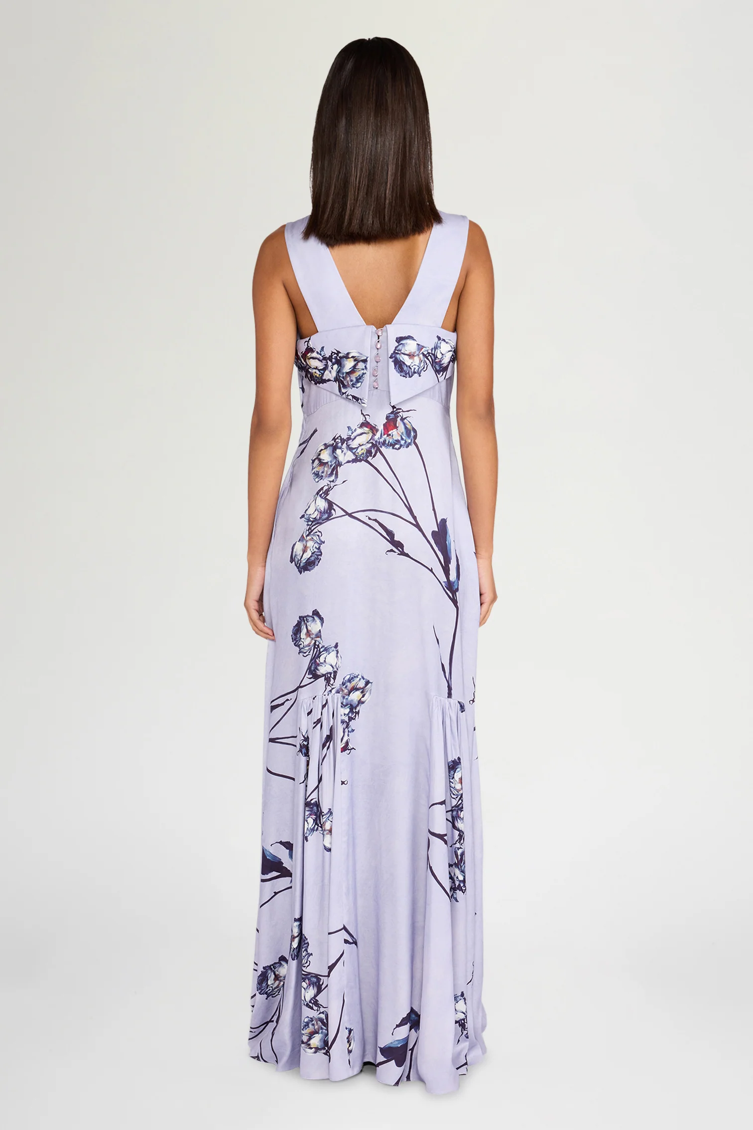 Long Painted Rose Print Dress - Image 3