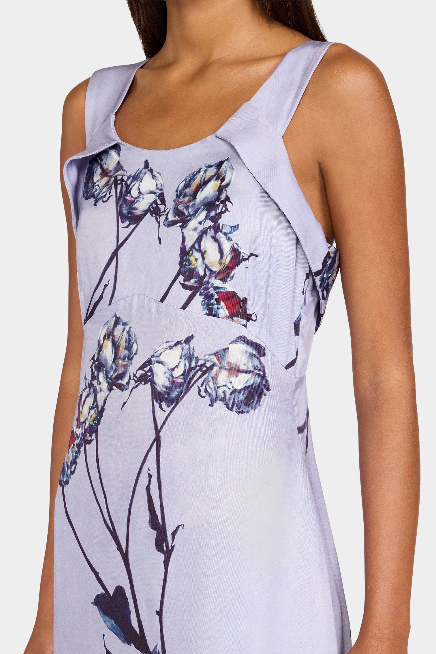 Long Painted Rose Print Dress - Image 4
