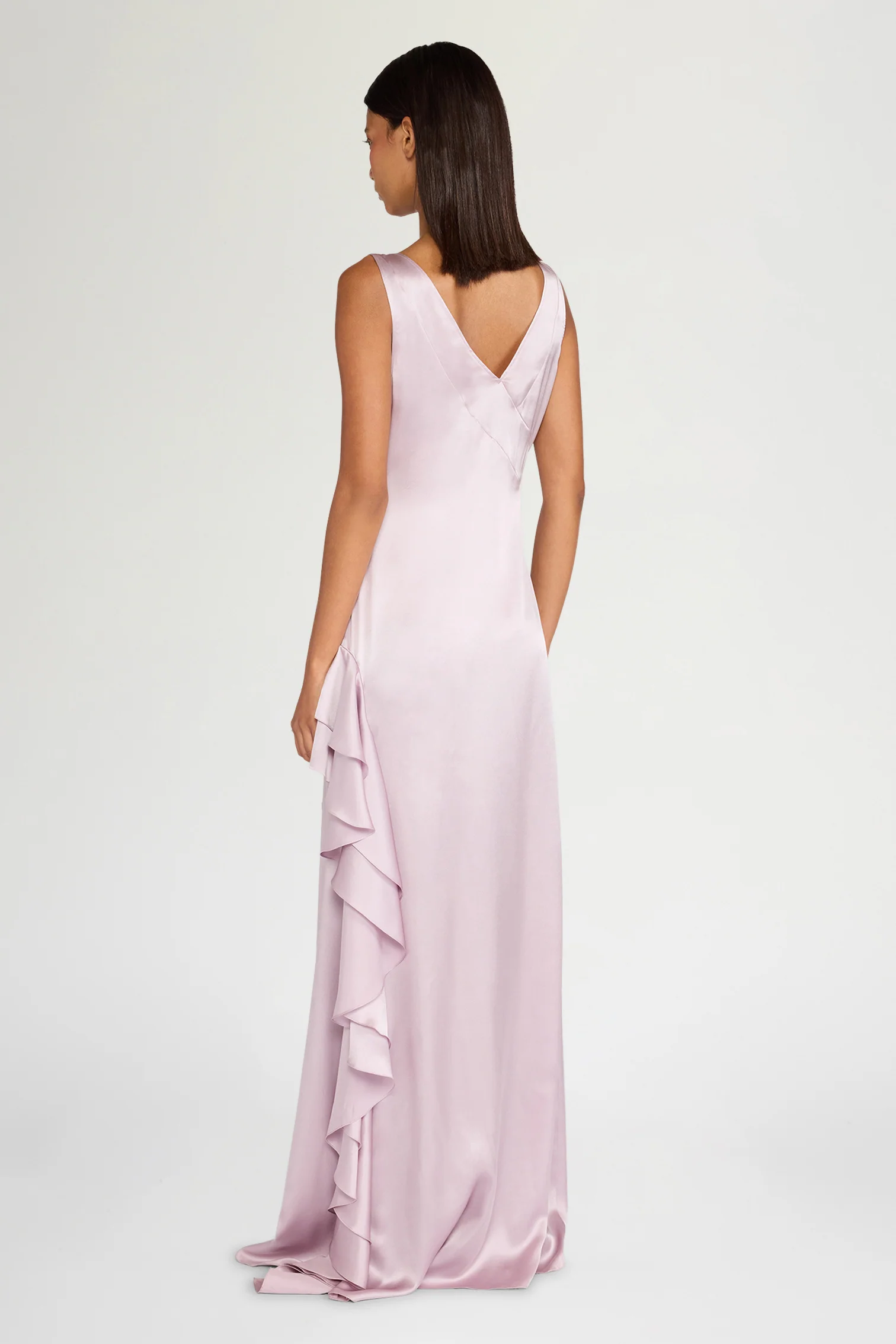 Long Silk  Satin Ruffled Dress - Image 3
