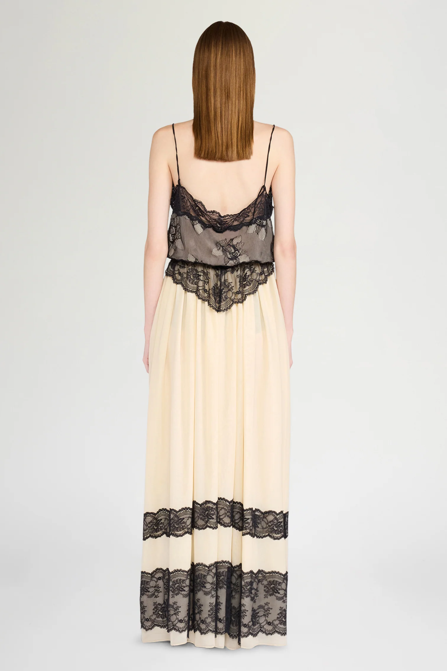 Long Slip Dress with Lace Details - Image 3