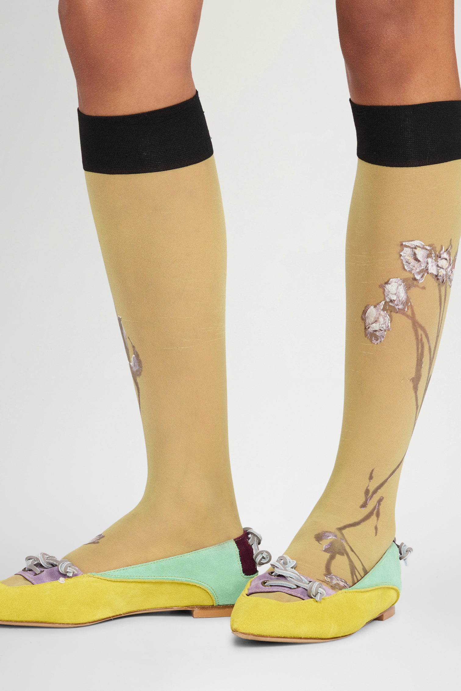 Ochre Floral Sheer Socks - Image 3