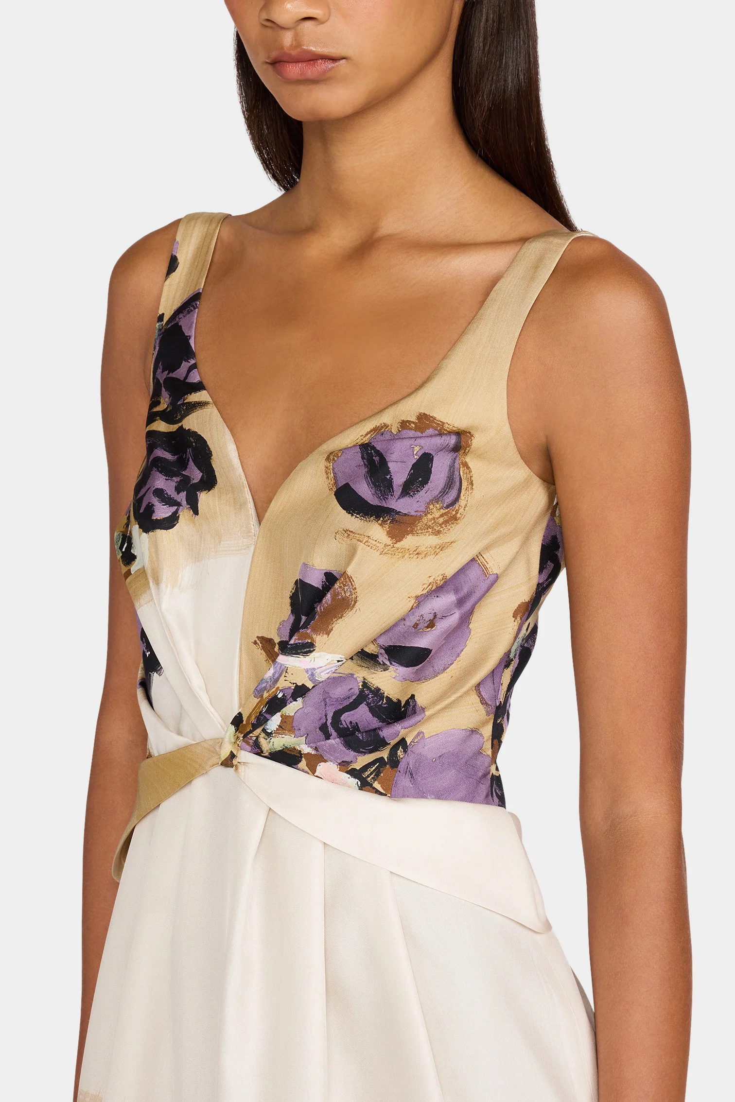Painted Floral Silk Midi Dress - Image 2