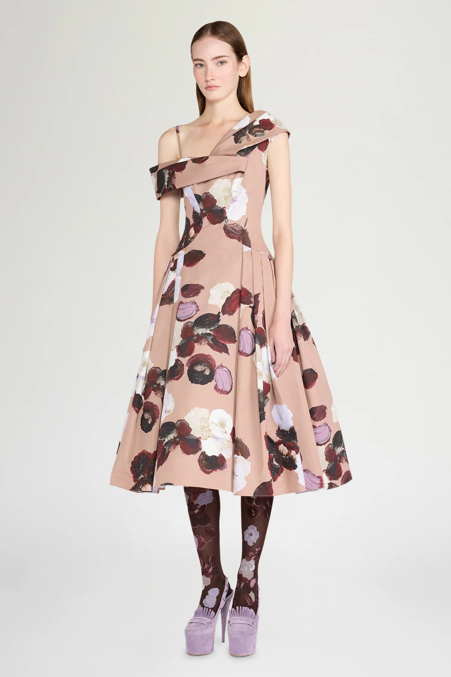 Painterly Floral Print Shawl Dress - Image 2