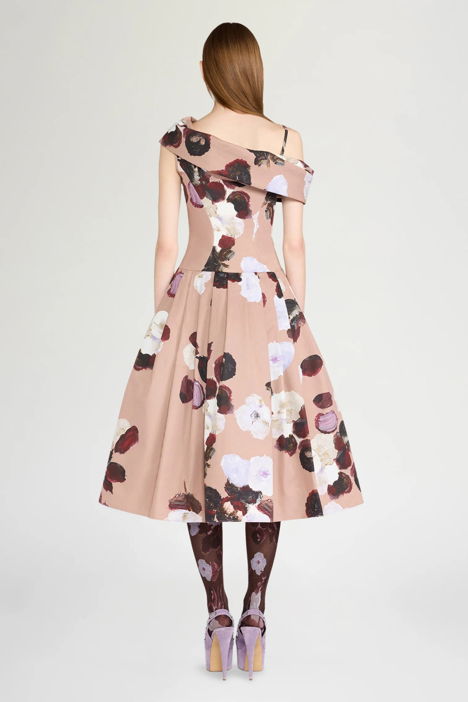 Painterly Floral Print Shawl Dress - Image 3