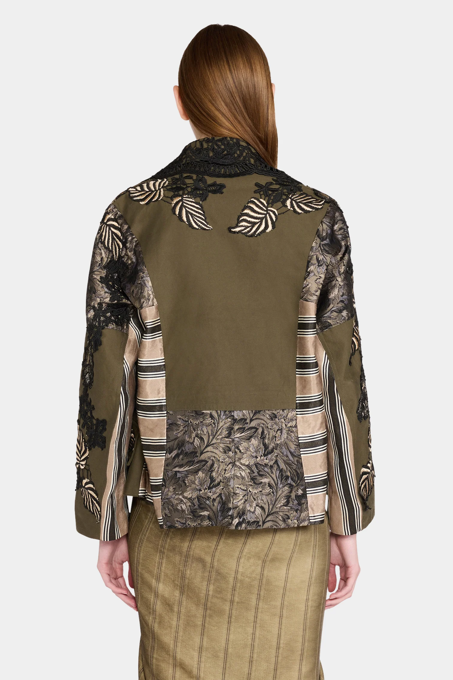Parka with Floral Black and Gold Embroidery - Image 3