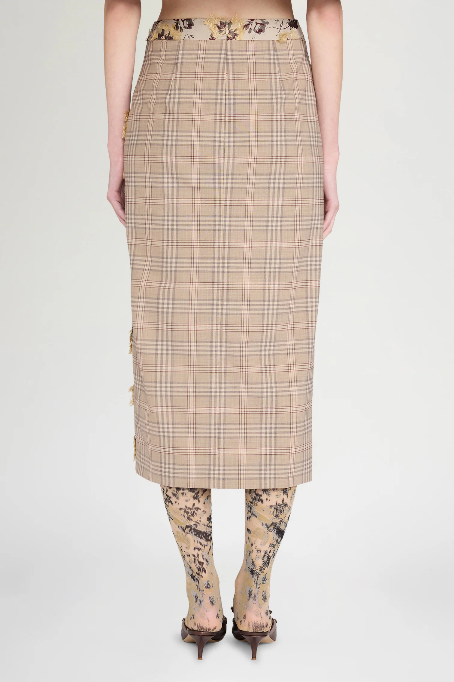 Patchwork Check Midi Skirt - Image 3