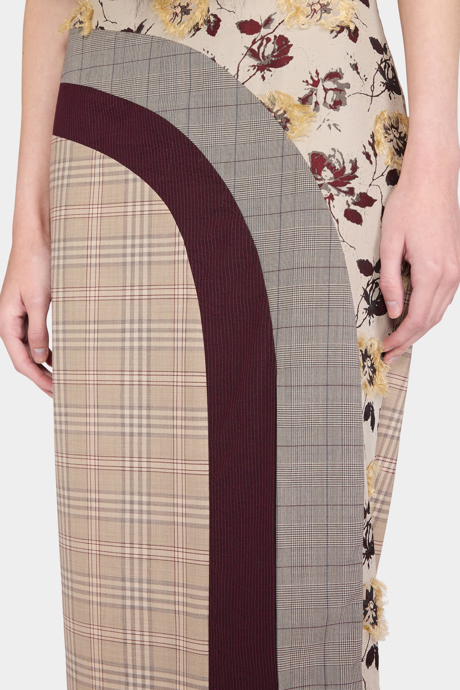 Patchwork Check Midi Skirt - Image 4