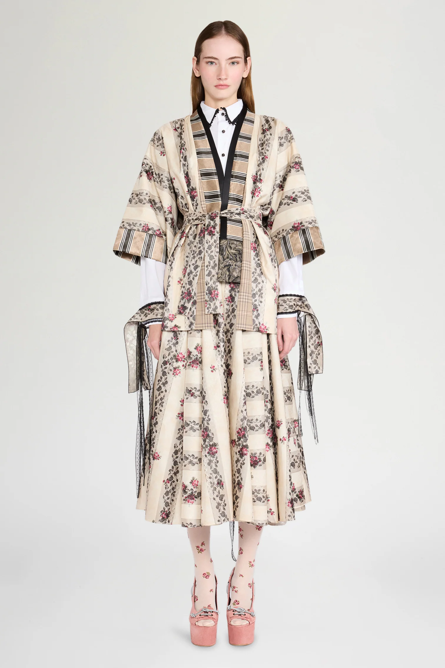 Patchwork Jacquard Moiré Kimono - Image 2