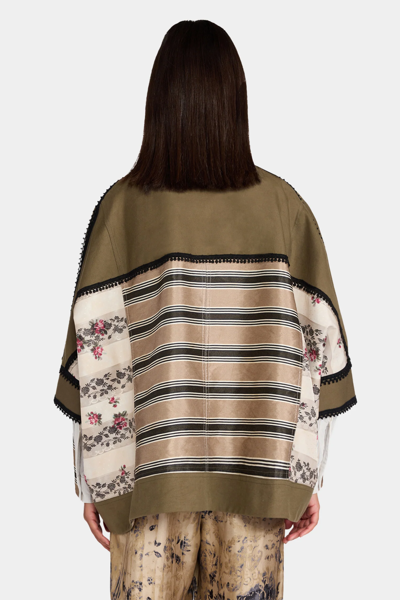 Patchwork Parka with Decorative Trim - Image 3