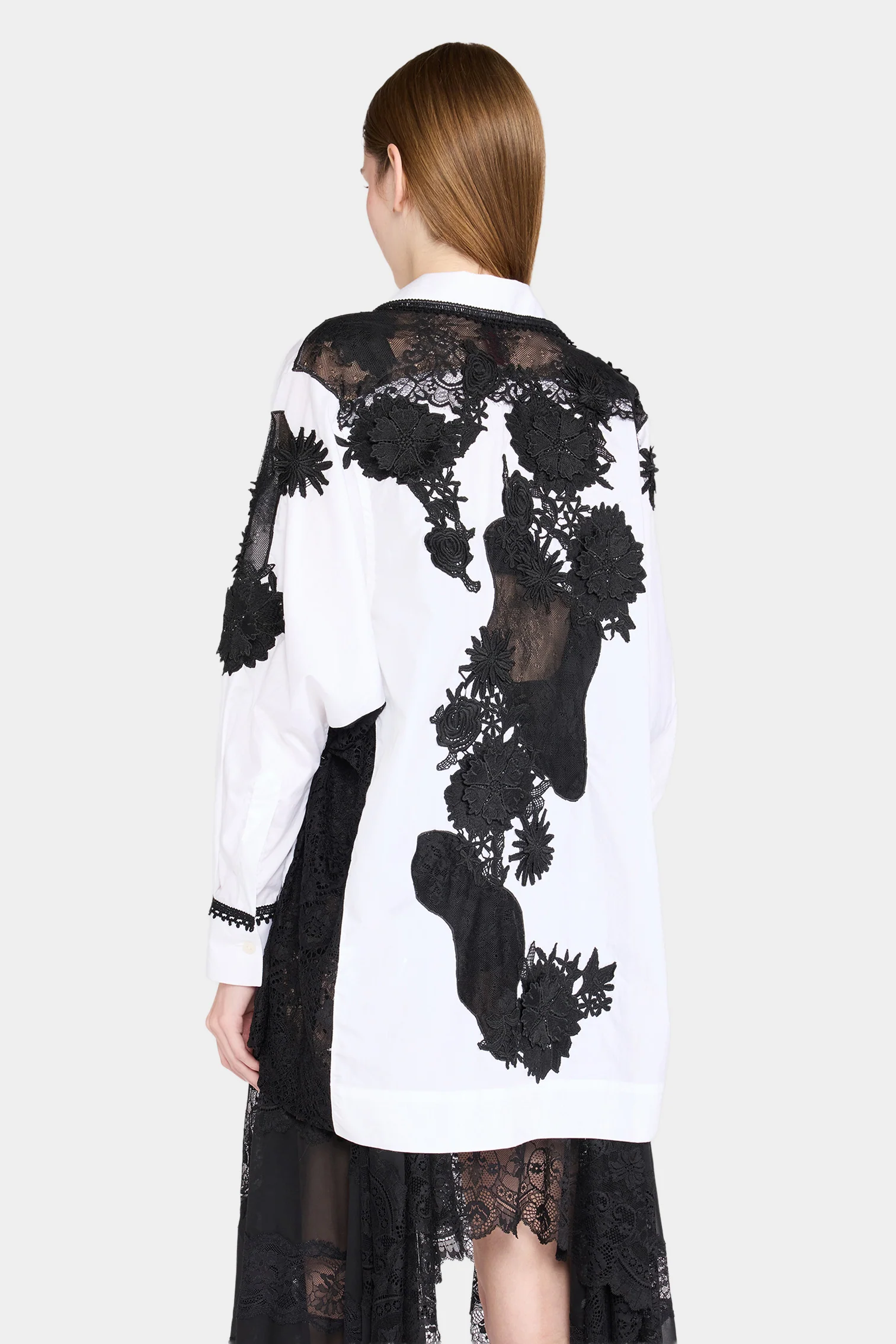 Robespierre Shirt with Black Floral Lace Patches - Image 3