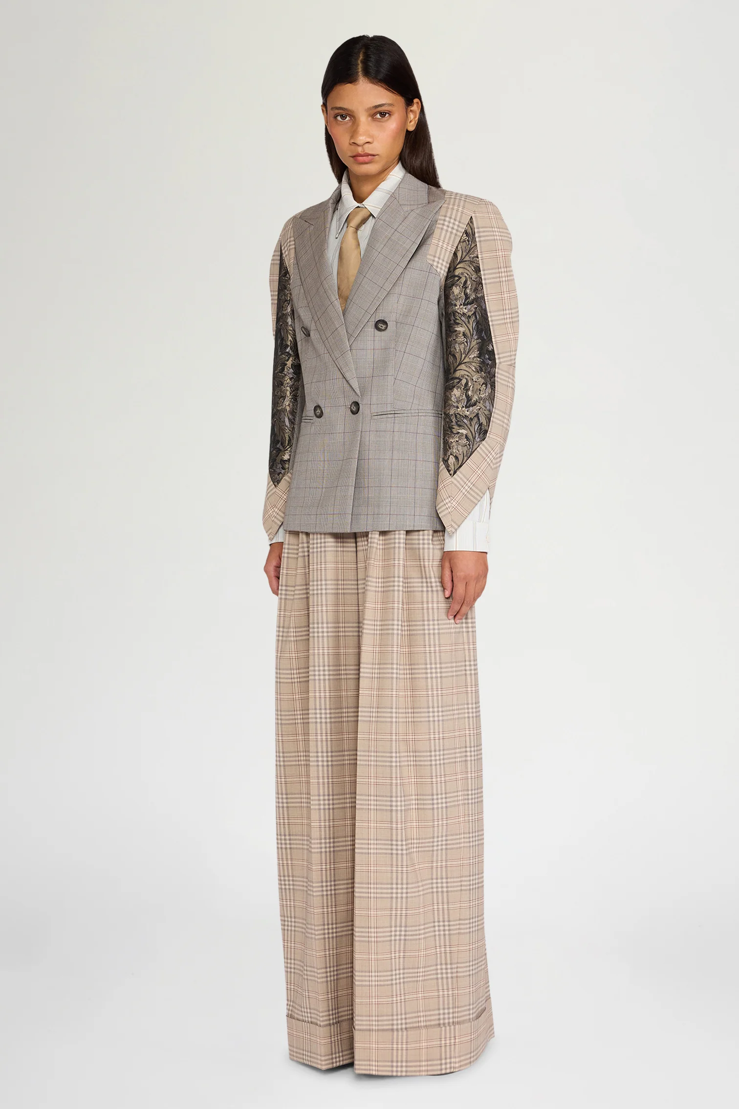 Wide Bustier Tartan Pants - Image 2